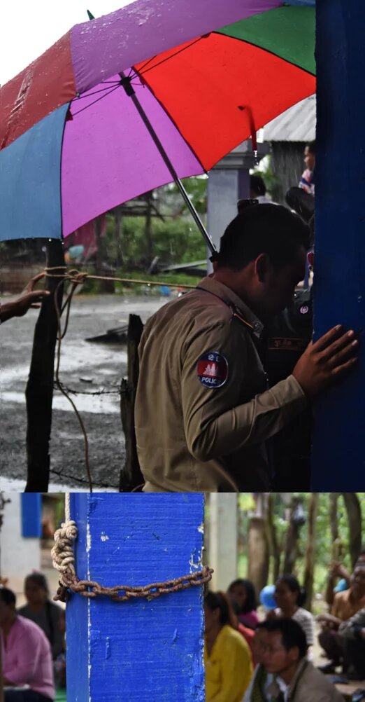 Police officers monitor