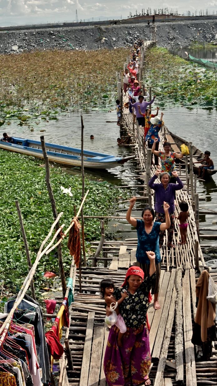 Mothers and grandmothers, usually in the forefront of protests in Cambodia.